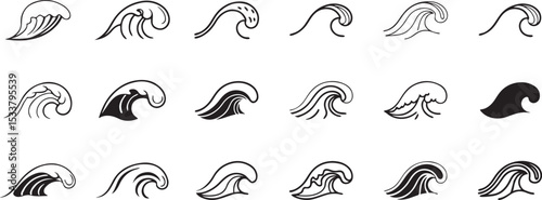 Abstract Water Wave Icons.