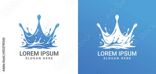 Crown water Splash Logo design