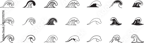 Abstract Water Wave Icons.