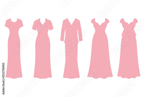 Wedding Dress Icon Set Design
