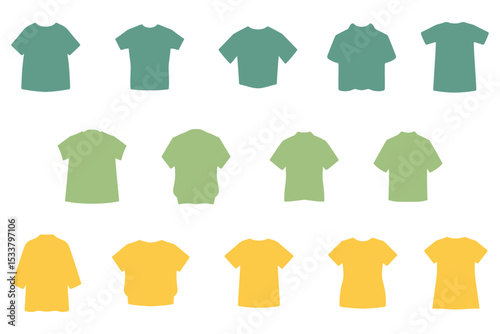 Short Sleeve Shirt Icon Set