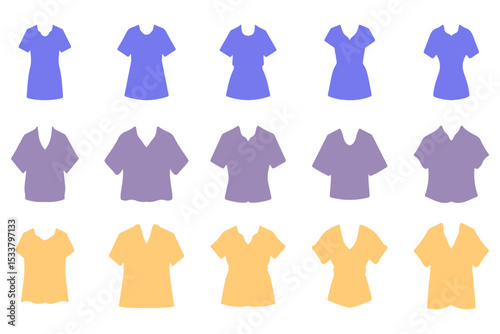 Casual Women Tops Icon Set