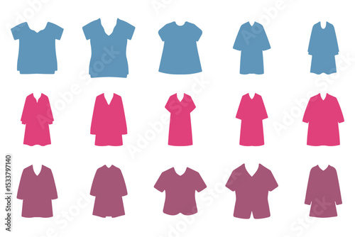 Casual Women Tops Icon Set