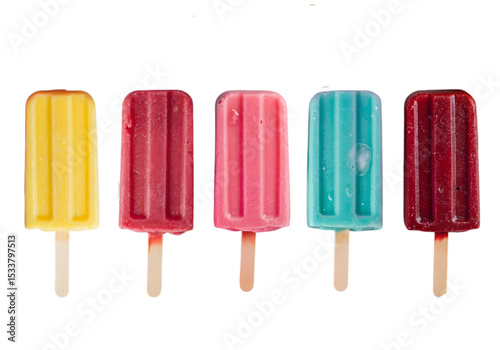 Set of fruit popsicle isolated on transparent background