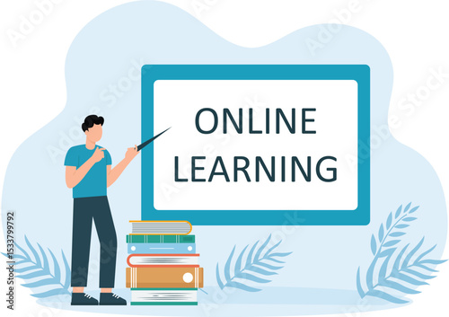 Online Learning,Education banner.of education, learning, back to school, online course and training
