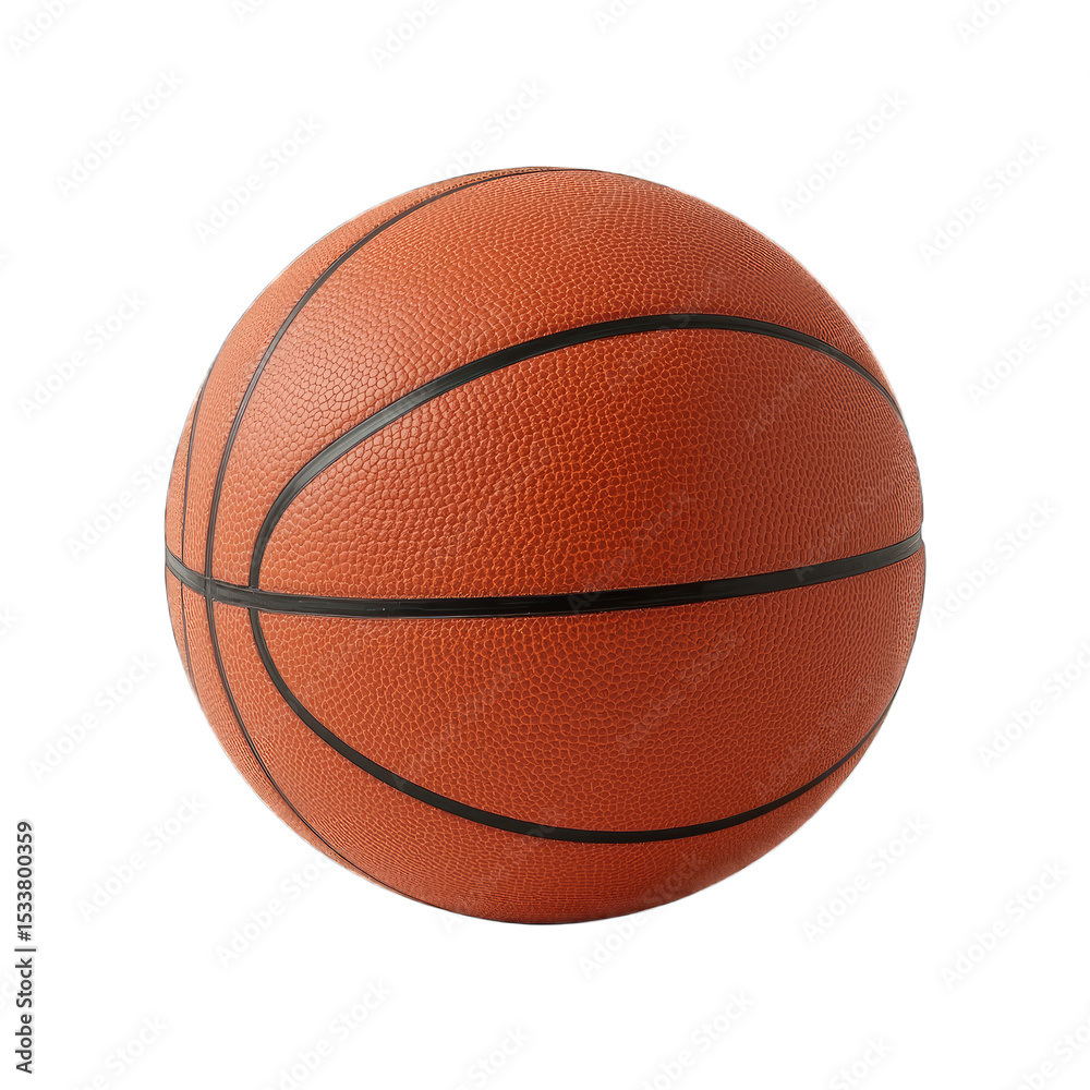 Fototapeta premium A realistic orange basketball with black seams, symbolizing sportsmanship and teamwork.
