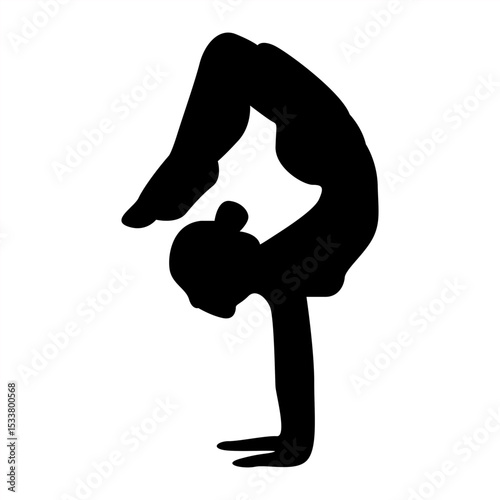 Silhouette Minimalist Yoga Pose Figure in Seated Meditation, Stylized Person Practicing Mindfulness and Relaxation