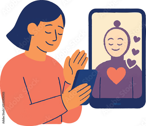 Person Interacting with a Digital Soulmate on a Smartphone App