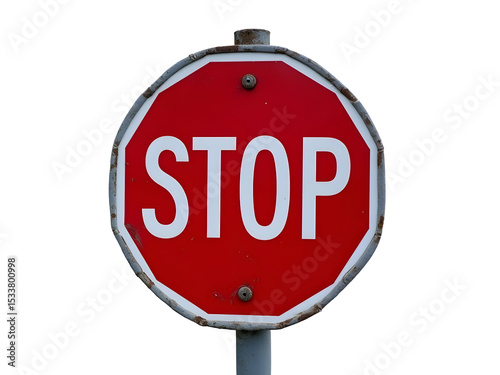 Red stop sign isolated on white background,  PNG transparent,

 photo