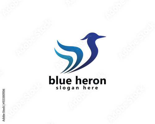 creative stork logo abstract stork with three lines in flight logo design template
