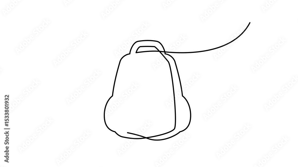 One line backpack animation. School bag continuous thin line symbol, minimalist rucksack drawing, schoolbag outline, travel knapsack or bagpack illustration