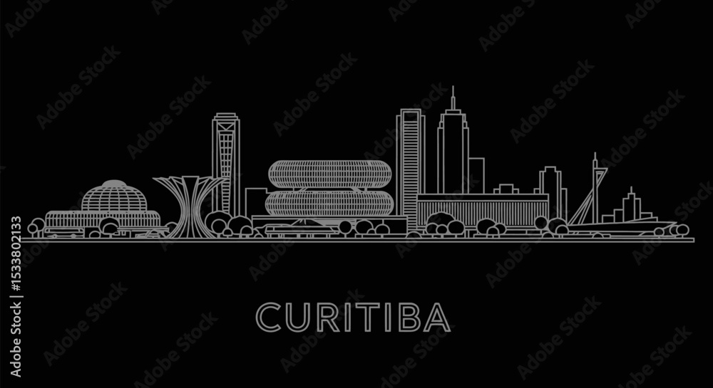 Naklejka premium Curitiba Skyline Brazil City Silhouette.