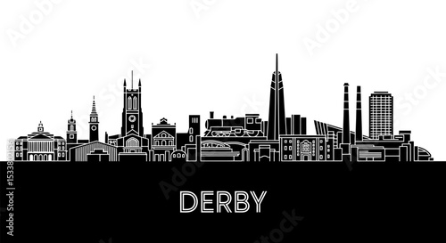 Derby Skyline Vector Cityscape Silhouette.