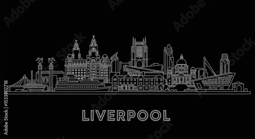 Liverpool Skyline Vector Minimal England.