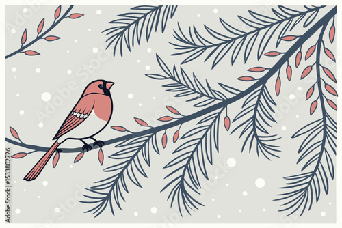 winter background with birds