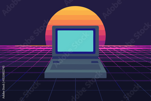 laptop computer with binary code