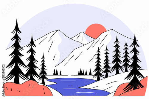 vector illustration of a winter landscape