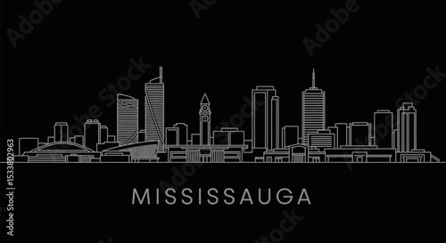 Mississauga Skyline Canada Outline Black.