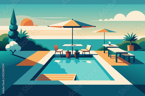 swimming pool in the tropical resort