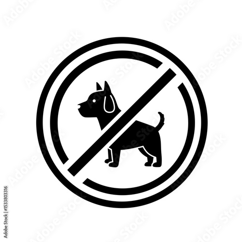 No pets allowed sign featuring a dog silhouette in black and white  