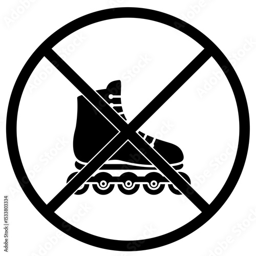 Prohibited symbol for rollerblading with crossed-out boot icon  