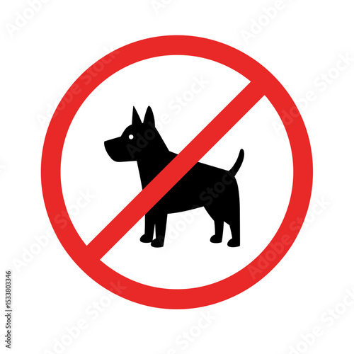 No pets allowed sign with a dog silhouette in prohibited action concept  