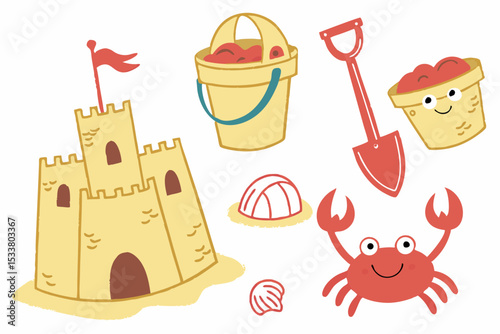 sand castle and toys