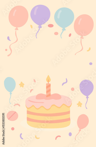 Pastel Birthday Cake and Balloon Frame