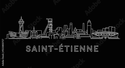 SaintEtienne Skyline France Cityscape Outline.