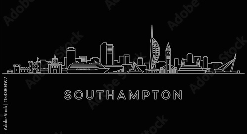 Southampton City Skyline Outline.