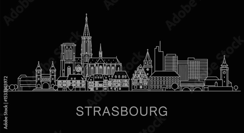 Strasbourg Skyline Cityscape Vector.