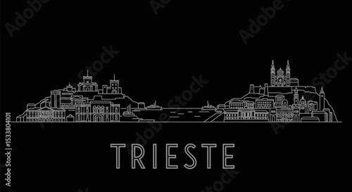 Trieste Skyline Outline Italy Travel.