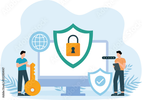 Data protection,data protection and technology internet network security design concept

