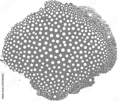 Abstract grayscale design featuring a dotted pattern and soft edges on a white background