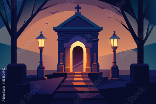 silhouette of a church