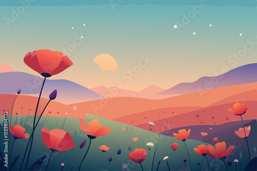 landscape with poppy field
