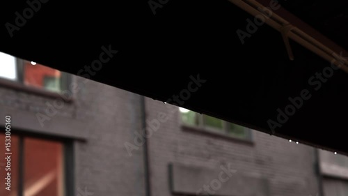 a canopy from which rainwater flows