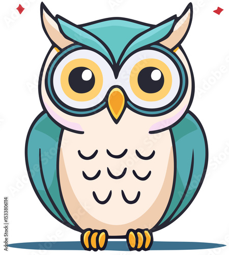 Adorable Blue Owl Illustration