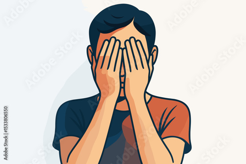 Man covering face with hands feeling overwhelmed representing mental health struggle