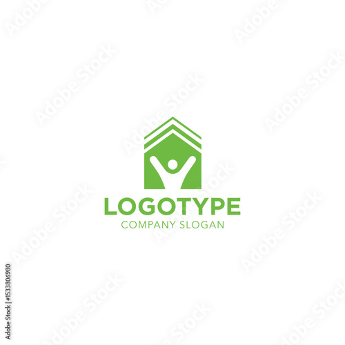 House logo with a person in vector. Original modern logo.