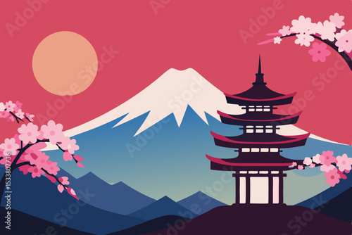 japanese castle and cherry blossoms