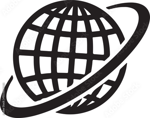A vector globe icon representing the earth, world, or internet, ideal for global business and travel concepts