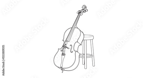Cello Line Art - Minimalist Musical Instrument Vector