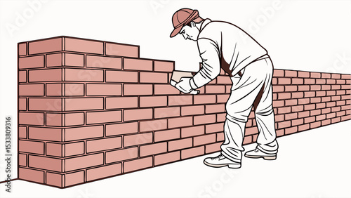 "Seamless brick wall background, red clay bricks, realistic texture, construction style, vector design"