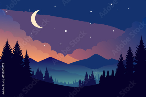 night landscape with moon