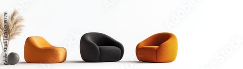 Stylish modern armchairs in vibrant colors for contemporary interior design.