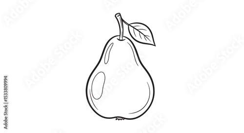 Simple Pear Line Art - Minimalist Fruit Vector Illustration