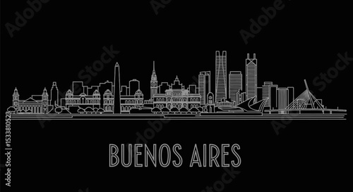 Buenos Aires Skyline with Argentina, and Minimalist.