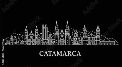 Catamarca Skyline with Argentina Line Art, and Minimal.