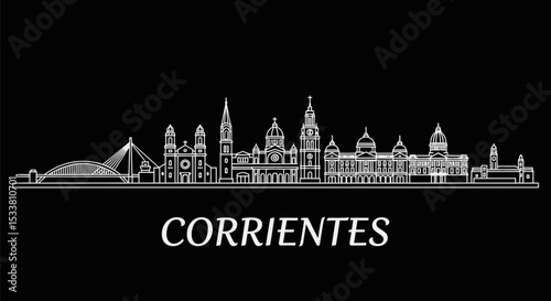 Corrientes Argentina Skyline Outline Black.